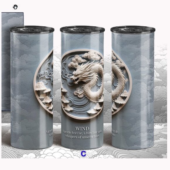 DRAGON - ASTROLOGY ELEMENT FOUR Signs Tumbler -Earth Fire Wind Water - NWT - Picture 4 of 11